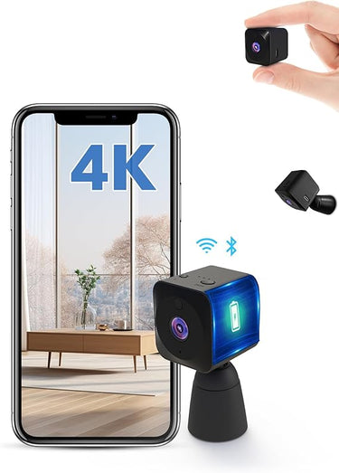 AOBOCAM Camara Espia 4K HD Mini WiFi (2.4Ghz) Camara para Ver En El Movil, Interior/Exterior Mini Cámaras De Vigilancia inalambricas Larga Duracion Detección de Movimiento